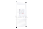 Silver 600X1200 mm egyenes elektromos törölközőszárító radiátor fehér, 600W-os fehér termosztátos fűtőpatronnal, végdugóval