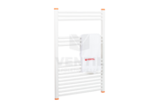 Silver 700X1000 mm egyenes elektromos törölközőszárító radiátor fehér, 600W-os fehér termosztátos fűtőpatronnal, végdugóval